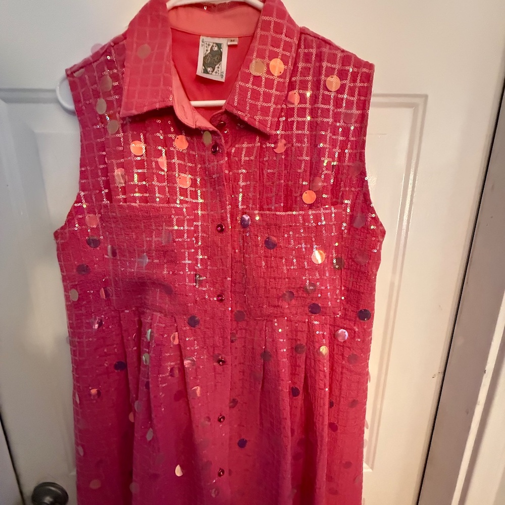Queen of Sparkles Hot Pink Checker Palette Collar Dress